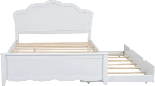 Vista 6 de Harper & Bright Designs Base de cama matrimonial con nido, plataforma de madera con cabecero y estribo para niños, adolescentes y adultos