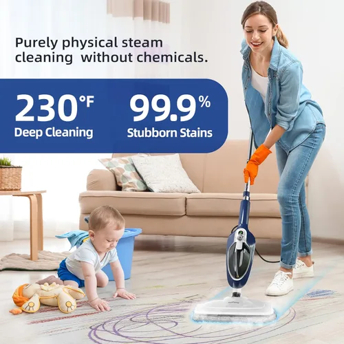 Vista 2 de Trapeador de Vapor - Limpiador de Vapor para Pisos 10 en 1 Desmontable Multiusos de Mano para Madera Dura/Azulejos/Laminado Todos los Pisos Limpieza