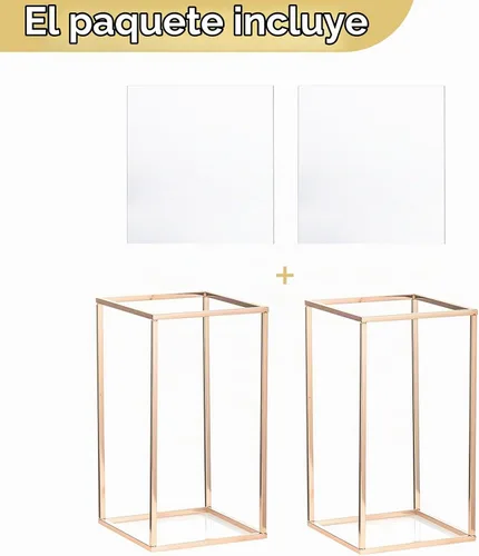 Vista 7 de NUPTIO Jarrones dorados para centros de mesa con panel acrílico, 15.75