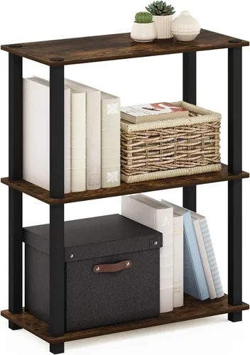 Vista 94 de Furinno Turn-N-Tube - Estantes de almacenamiento, estante para libros de 3 niveles, estante esquinero, estantes abiertos sin herramientas
