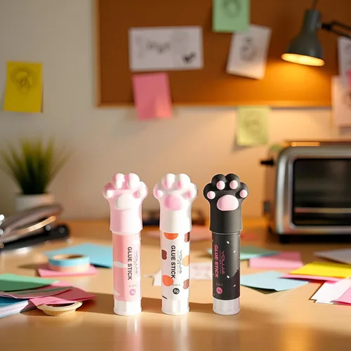 Vista 7 de 3 piezas de color aleatorio garra de gato lindo pegamento palo kawaii papelería vinculación herramienta escuela oficina suministros de una pieza