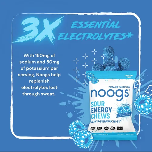 Vista 7 de Blue Raspberry Blast Sour Energy Chews, Electrolyte Energy Gummies