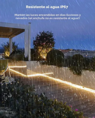 Vista 4 de Tira de luces LED COB de 5 M para dormitorio, 16.4 pies, luces LED de cuerda para exteriores, impermeable, blanco cálido, CA de 110 V ~ 120 V