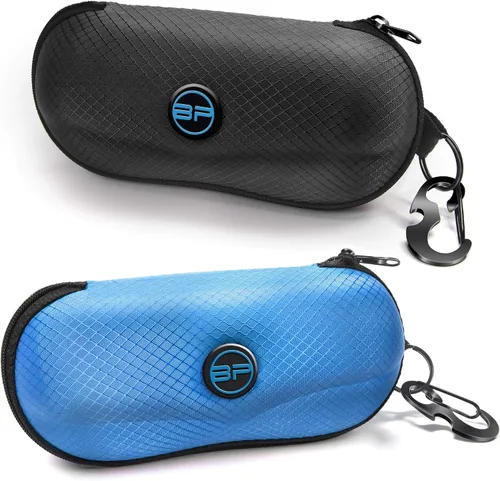 Vista 13 de BLUPOND Estuche para gafas de sol con carcasa semirrígida de EVA con gancho colgante de metal y clip de cinturón para almacenamiento de gafas de sol