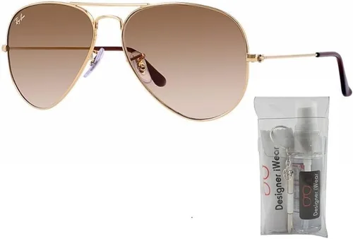 Vista 2 de Ray-Ban RB3025 - Lentes de sol de aviador de metal para hombre y mujer + paquete con kit de cuidado de gafas iWear de diseñador