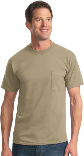 Vista 57 de Jerzees Camiseta pesada con cuello redondo y bolsillo en el pecho para hombre