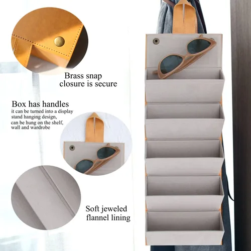 Vista 4 de Estuche para gafas de sol para hombres o mujeres, estuche rígido para lentes múltiples, caja portátil de 5 ranuras para gafas, organizador de gafas
