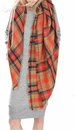 Vista 3 de Century Star Bufanda de invierno para mujer, bufanda de otoño a cuadros, bufanda de punto de gran tamaño, bufanda triangular grande para mujer, chal