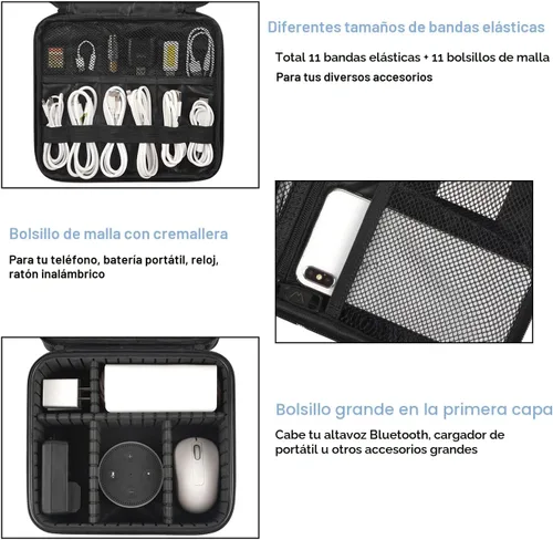 Vista 4 de MATEIN Bolsa Organizadora de Cables, Almacenamiento Electrónico de Viaje Impermeable, Estuche de Transporte de Bolsas Tecnológicas Portátil a Prueba