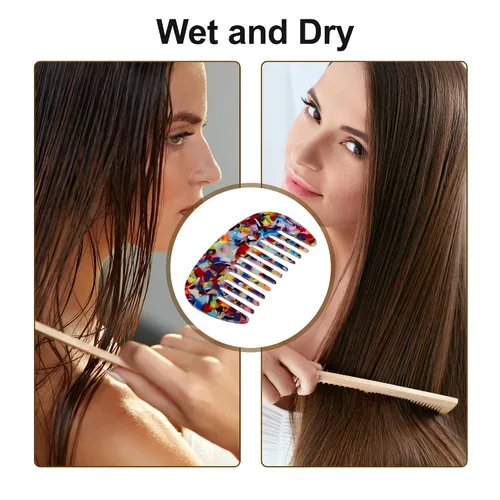 Vista 6 de VOCOSTE Peine de Dientes Anchos para Mujeres - Tamaño de Bolsillo Antiestático para Cabello Grueso y Rizado, Peine Mini de Viaje para Cabello Húmedo
