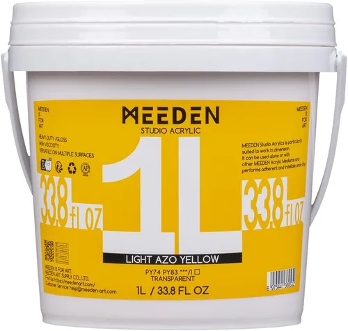 Vista 9 de MEEDEN Juego de pintura acrílica: 1L/33.8 oz x 12 colores pinturas acrílicas grandes a granel - Pinturas artísticas brillantes de cuerpo pesado