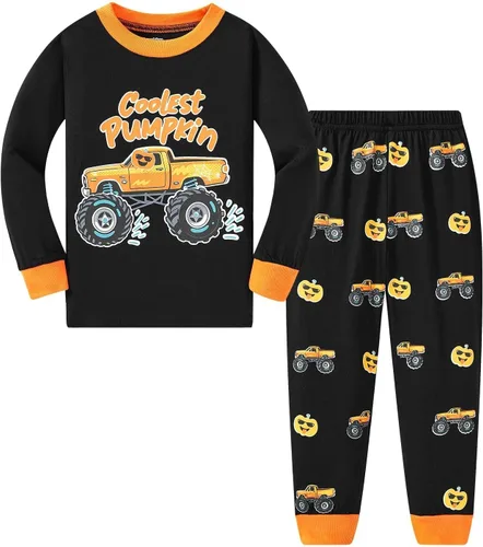 Vista 11 de Conjunto de pijama de esqueleto para niños pequeños, ropa de dormir de calabaza para niños, Halloween, 2 piezas skeleton 3