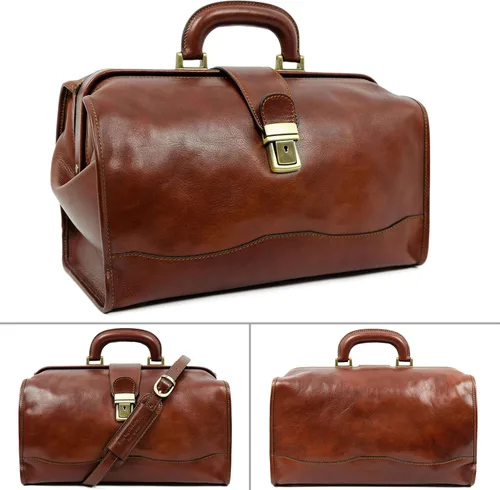 Vista 3 de Time Resistance Bolso médico de cuero - Bolso médico italiano hecho a mano - Bolso estilo vintage - Maletín de cuero real