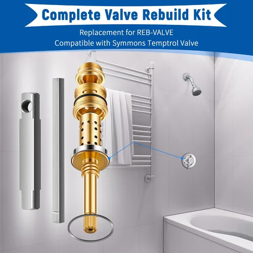 Vista 3 de Enhon Kit de reconstrucción de válvula de repuesto para REB-VALVE, compatible con válvula Temptrol Symmons, conjunto de husillo TA-10, asientos