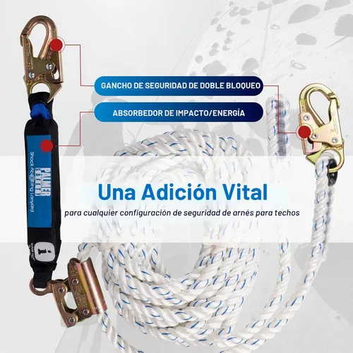 Vista 5 de Ensamble de Línea de Vida Vertical Palmer Safety - Arnés de Cuerda de 25 Pies de Seguridad con Agarre de Cuerda - Kit de Protección contra Caídas