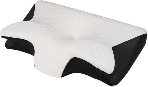 Vista 10 de Almohada ergonómica de espuma viscoelástica cervical, almohada ortopédica de cuello de ángulo dorado de 15° para aliviar el dolor de cuello Gris