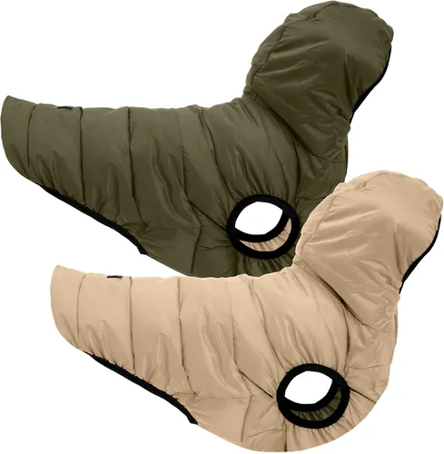 Vista 10 de Pawtitas Chaqueta reversible resistente al viento para perro, resistente al agua, abrigo de perro azul y amarillo para clima frío, tamaño de raza
