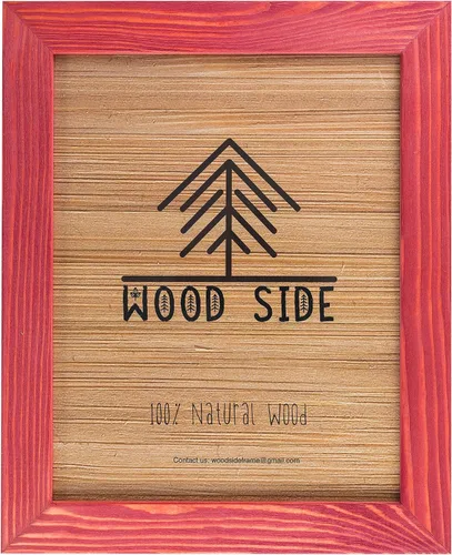 Vista 10 de Marco de fotos de madera rústica de 11 x 14 – 100% madera maciza natural ecológica envejecida para montaje en pared, color azul