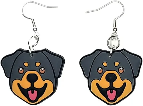 Vista 4 de Rottweiler Rottie - Aretes para cachorros sin plomo ni níquel, Varios, sin tipo de gema