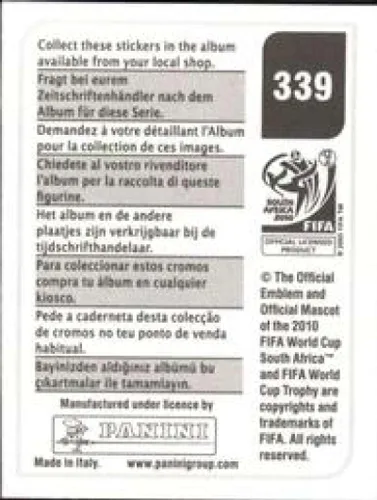 Vista 2 de Pegatinas de la Copa Mundial de la FIFA de Panini 2010 #339 John Heitinga Países Bajos - Adhesivo oficial de álbum de fútbol
