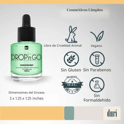 Vista 3 de duri Drop'n Go Gotas de uñas de secado rápido, gotas de secado rápido para esmalte de uñas de larga duración, 0.45 onzas líquidas (paquete de 1)