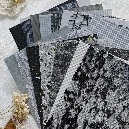 Vista 15 de Aromoty 20 piezas de papel artesanal para álbum de recortes, papel texturizado para manualidades, papel Morandi A5 en malla, tela de morera, mezcla
