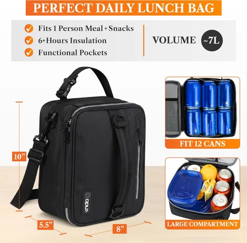 Vista 2 de OPUX lonchera térmica para hombres y mujeres, lonchera escolar para niños y niñas, compacta, para adultos, trabajo, oficina, a prueba de fugas, 4