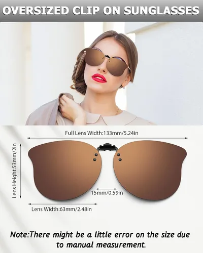 Vista 2 de 3 pares de lentes de sol polarizados con clip de ojo de gato, lentes de sol abatibles, lentes de sol ligeros con clip de metal sin montura para mujer