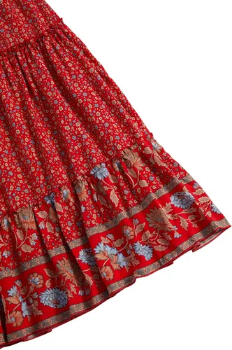 Vista 24 de Milumia Women Boho Vintage Floral Print Long Skirt Summer Tiered Maxi Skirt