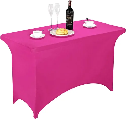 Vista 32 de LZY Cubierta de Mesa Elástica Ajustable de Spandex para Mesa Plegable de 6 pies, 4 pies o 8 pies, Mantel de Cóctel Rectangular, Perfecto para Champn
