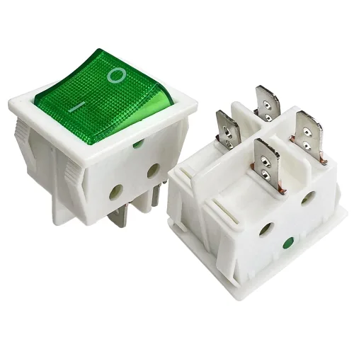 Vista 9 de Interruptor basculante DPST On-Off Unilluminated Negro 4 Pin 1.220x0.984 in Rectangular Snap-in Interruptor de alimentación de palanca