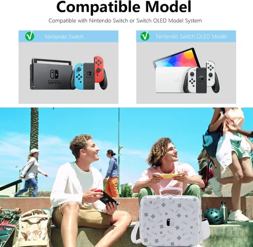Vista 4 de Deluxe Carrying Case for Nintendo SwitchSwitch OLED Model, Portable Full Protection Hard Shell Soft Lining Travel System Storage Bag Compatible with
