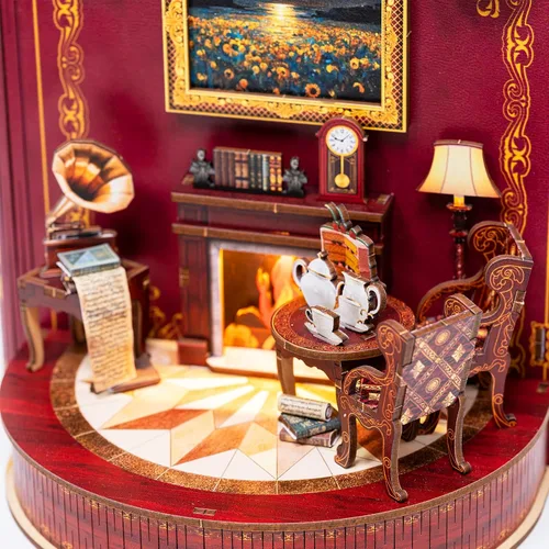Vista 5 de Book Nook for Adults, Miniature Dolls House, 3D Booknook Puzzle LED Light and Action Figures, Diorama Kit for Bookcase Decoration, Christmas