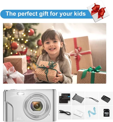 Vista 7 de Cámara digital para bebés para niños, adolescentes, niños y niñas, adultos, cámara para niños 1080P 48MP con tarjeta SD de 32 GB, cámara digital