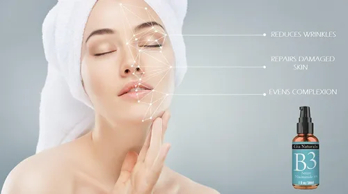 Vista 2 de Crema serum pura orgánica, natural Vitamina B3, niacinamida 5 % Antiedad, repara la piel, reduce las arrugas, iguala el tono, combate el acné