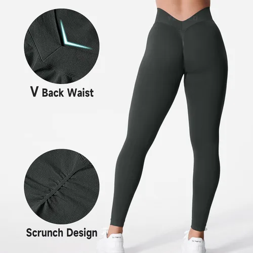 Vista 2 de YEOREO Liz - Leggings de entrenamiento para mujer, cintura alta, levantamiento de glúteos, espalda en V, sin costuras, para gimnasio, yoga