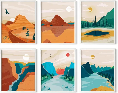Vista 45 de HAUS AND HUES Pósteres vintage del parque nacional, juego de 6 impresiones artísticas de parques nacionales, arte de pared de naturaleza y juego
