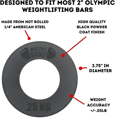 Vista 7 de Micro Gainz - Placas fraccionarias olímpicas de kilogramo, 4 piezas, 0.55 lbs y .110.2 lbs