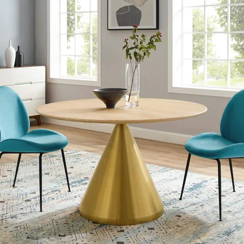 Vista 30 de Modway Tupelo - Mesa de comedor cuadrada de 28 pulgadas, color dorado y blanco