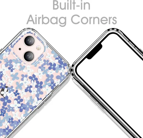 Vista 3 de GYZYA Funda transparente para iPhone 14 y iPhone 13 de 6.1 pulgadas con diseño de patrón, funda protectora delgada de TPU + parachoques a prueba