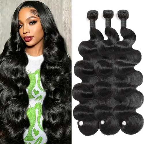 Vista 23 de Manojos de cabello humano ondulado 12A, 12, 12, 12 pulgadas, paquetes de cabello humano 100% sin procesar, 3 paquetes de extensiones de cabello