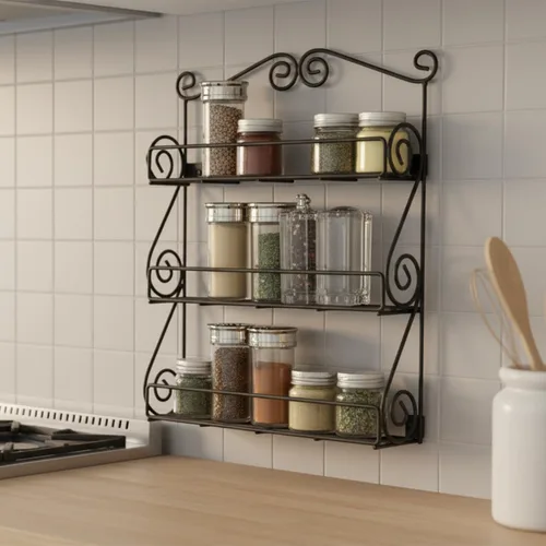 Vista 9 de FitWell - Estante de especias de pared con desplazamiento de 3 niveles, gabinete de especias tradicional y cocina, organizador de belleza y esmalte