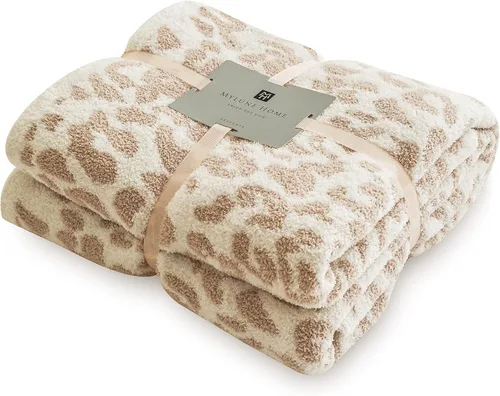 Vista 10 de MH MYLUNE HOME Manta de leopardo ultra suave, color blanco y negro, 50 x 60 pulgadas Reversible Cheetah Print Blanket, Comfy Fluffy Fuzzy Plush