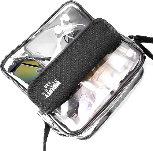 Vista 7 de Bandolera transparente NFL NCAA BTS PGA Stadium aprobada por NFL bolsa de hombro impermeable transparente con correa de hombro ajustable