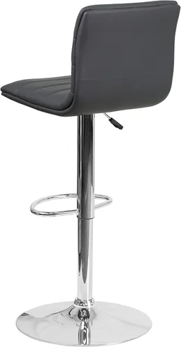 Vista 8 de Flash Funiture silla de bar ajustable con base cromada, Vinilo, Gris
