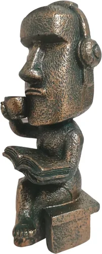 Vista 4 de LifExquisite - Estatua de isla de Pascua, figura de té Moai para decoración del hogar y la oficina, tomar té