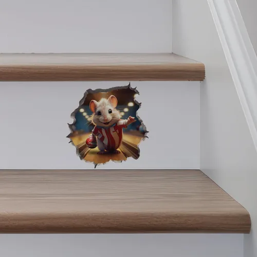 Vista 5 de Calcomanía de pared 3D con agujero de ratón con agujero de ratón