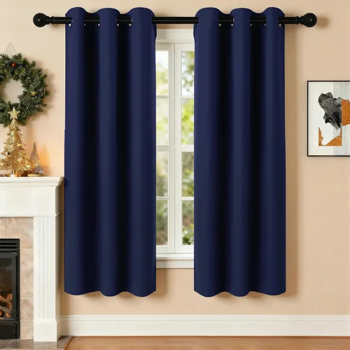 Vista 57 de Cortinas de oscurecimiento de habitación de 45 pulgadas de largo para dormitorio y sala de estar, cortinas térmicas aislantes con ojales