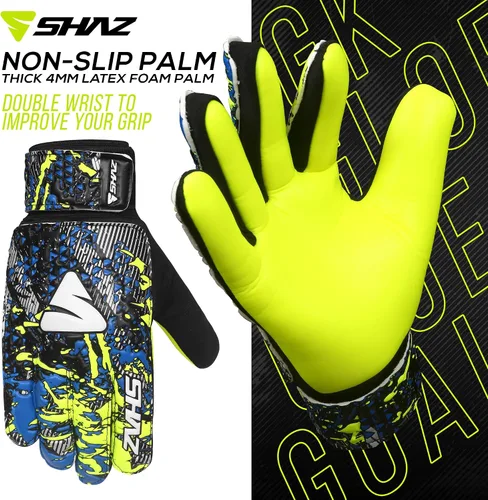 Vista 2 de Shaz Guantes de portero de fútbol para niños y jóvenes, guantes de portero de fútbol Funky antideslizantes de 0.157 in con palma de látex con agarre