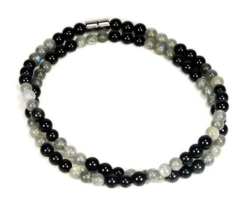 Vista 20 de Collar de cristal de obsidiana negra hecho a mano, collar de cuentas de piedras preciosas naturales auténticas, curación, protección, talismán mala